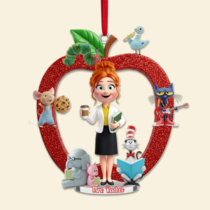 Teacher Apple Ornament - Personalized Gifts For Teacher Christmas Ornament 03NAMG061025