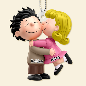 Cute Kissing Couple Acrylic Keychain - Personalized Gifts For Couples 06OHMG190126