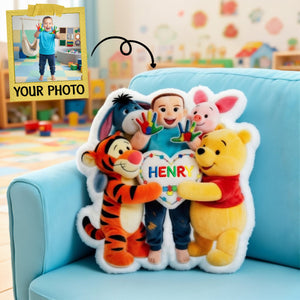 Custom Photo Cute Friends With Autism Pillow, Personalized Gifts For Autism Kids 02qhmg200326
