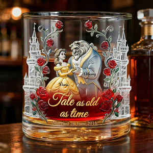 Fairytale Couple 11oz Round Glass - Personalized Gifts For Couple Drinking Glass 03TGLU260126