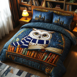 Fantasy Owl Quilt Bedding Set Special Line - Personalized Gifts For Book Lovers 01naqn100925