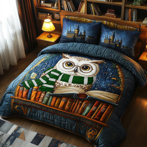 Fantasy Owl Quilt Bedding Set Special Line - Personalized Gifts For Book Lovers 01naqn100925