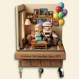 Growing Old Couple Acrylic Key Hanger - Personalized Gifts For Couple 01nata151225