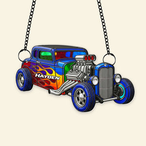 Vibrant Muscle Car Suncatcher - Personalized Christmas Gifts For Hot Rod Lovers 05OHLU060825