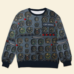 Pilot Control Panel Ugly Sweater - Personalized Christmas Gifts For Pilot 01HULU120925