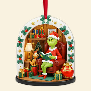 Grumpy Green Reader Ornament - Personalized Christmas Gifts For Book Lovers 04PGLU120825
