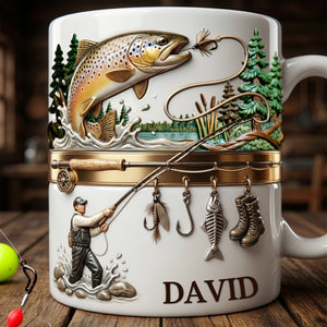 Hooked on Fishing White Coffee Mug - Personalized Gift For Fishing Lovers 02PALU201225