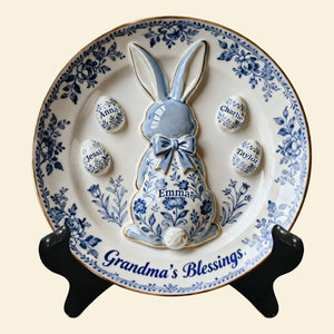 Grandma's Blessing Round Plate - Personalized Easter's Day Gift For Grandma 01NALU040226