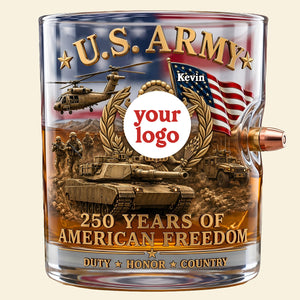 Proud Veteran Bullet Glass - Personalized Gifts For Veterans 03TYTA230626