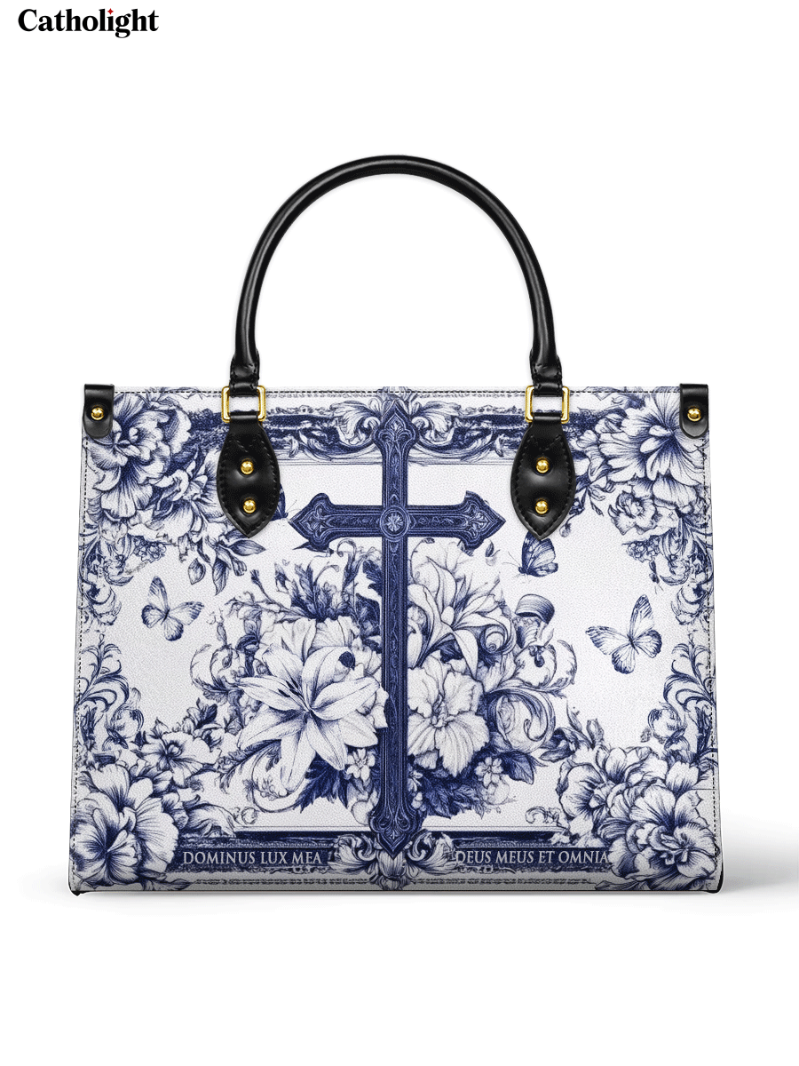 Catholight  The Cross Amidst Blooming Faith Leather Bag