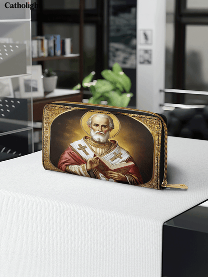 Catholight  Saint Nicholas: The Patron of Generosity - Leather Wallet Purse