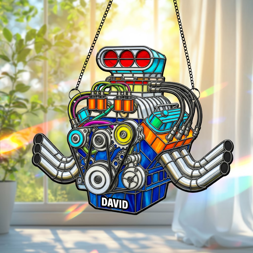 Custom Hot Rod Engine Personalized Gifts For Car Lovers Suncatcher Ornament 02ohtn080825