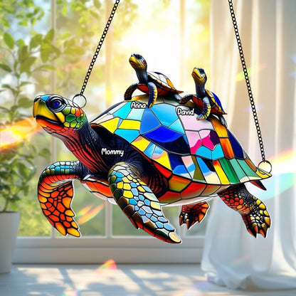 Sea Turtle Family Personalized Gifts For Grandma Suncatcher Ornament 05tgtn020825
