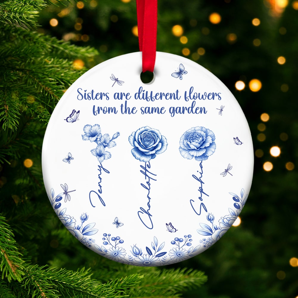 Birth Month Flowers Personalized Gifts For Besties Christmas Ceramic Ornament 03pgtn230825 - Ornament - GoDuckee