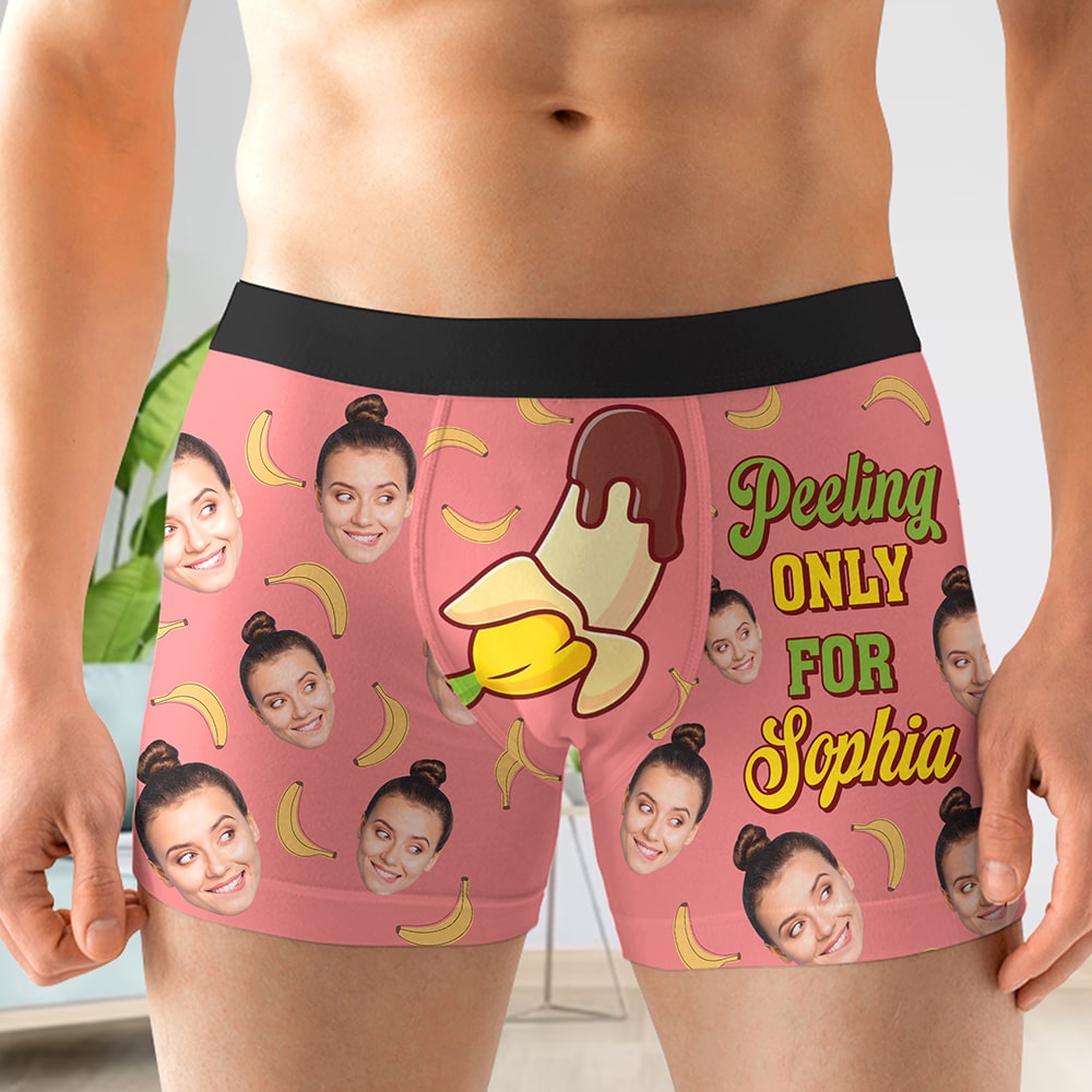 Custom Photo Funny Gifts For Him Men's Boxers 01totn111224 Peeling Only For Her - Boxer Briefs - GoDuckee