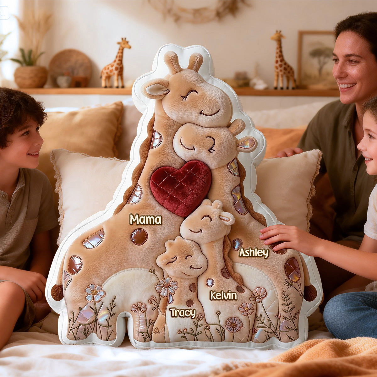 Mother Giraffe Love Her Baby Custom Shape Pillow - Personalized Gifts For Moms 05namg160326