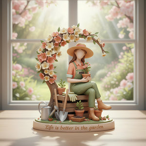 Gardening Girl Acrylic Plaque - Personalized Gifts 02pglu051225