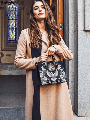 Catholight  The Holy Spirit and Lily Devotional Leather Bag