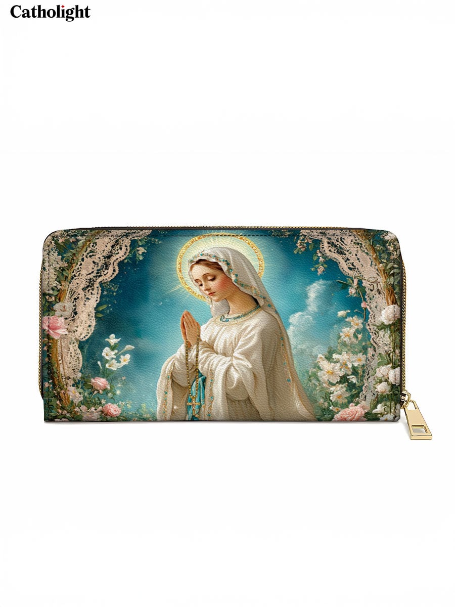 Catholight  Lady Of Lourdes Leather Wallet Purse