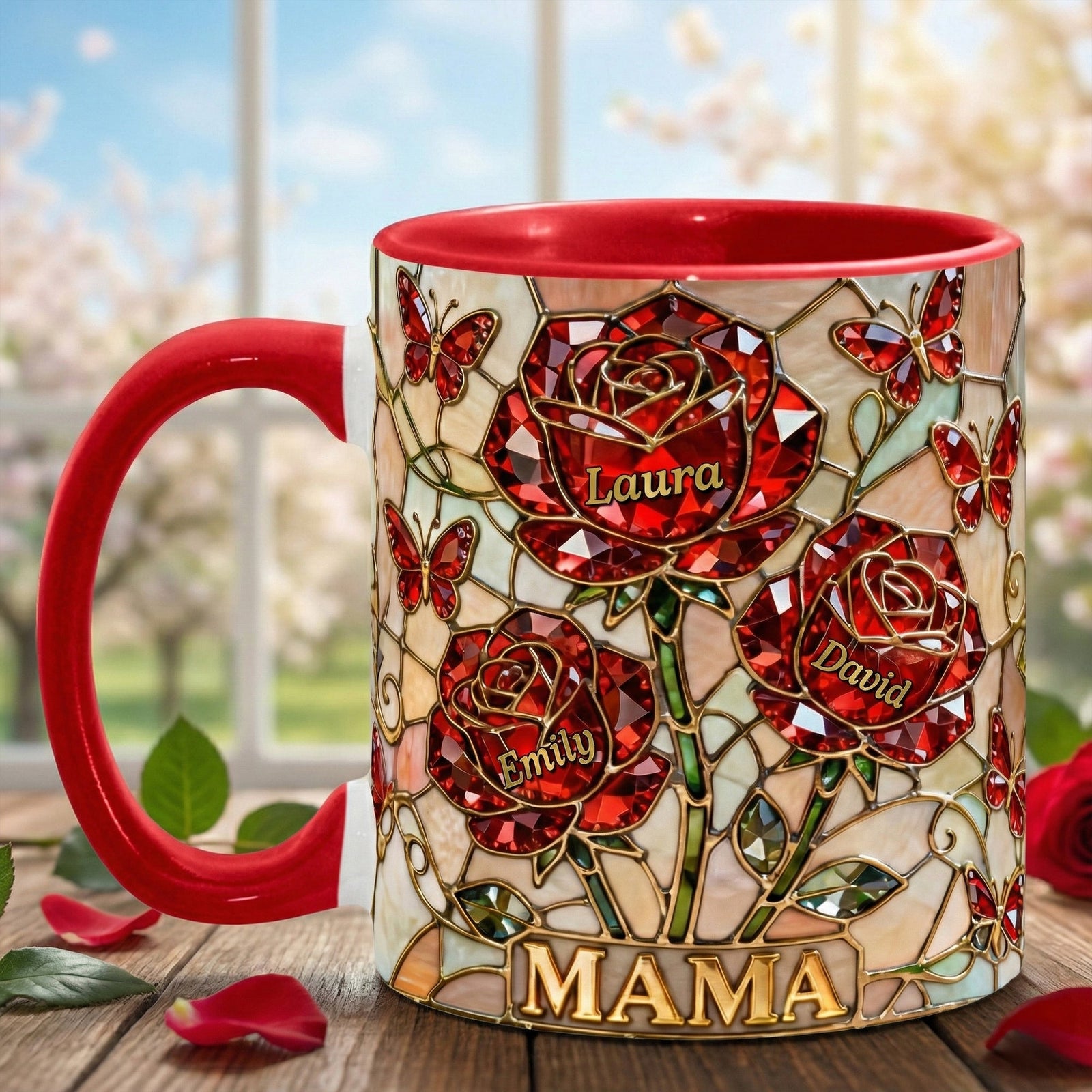 Roses Mom And Kids Coffee Accent Mug - Personalized Gifts For Mother's Day Coffee Mug 03HYQN050226