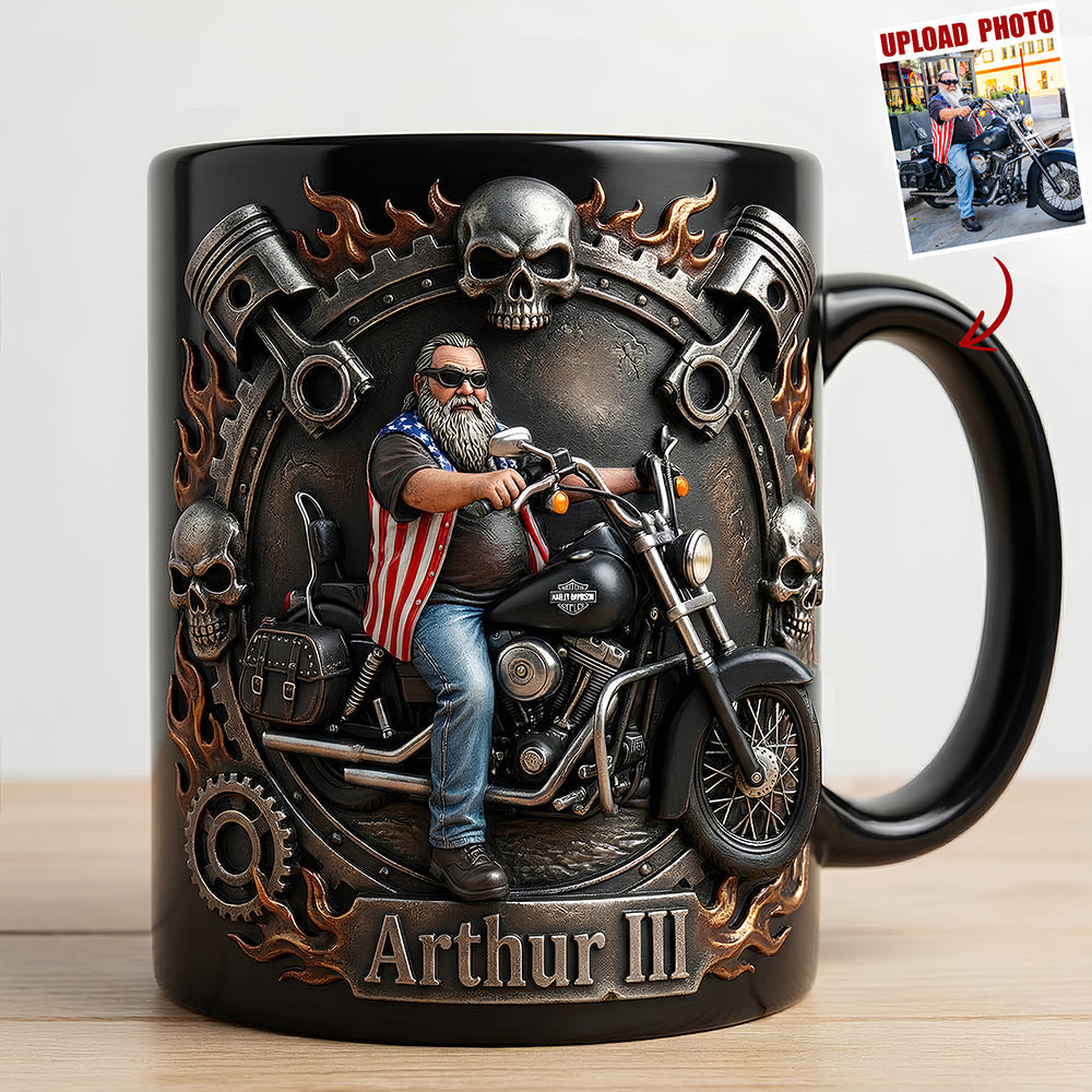 Badass Skull Motorcycle Mug - Custom Photo Gifts For Motorcycle Lovers 01hudt170126