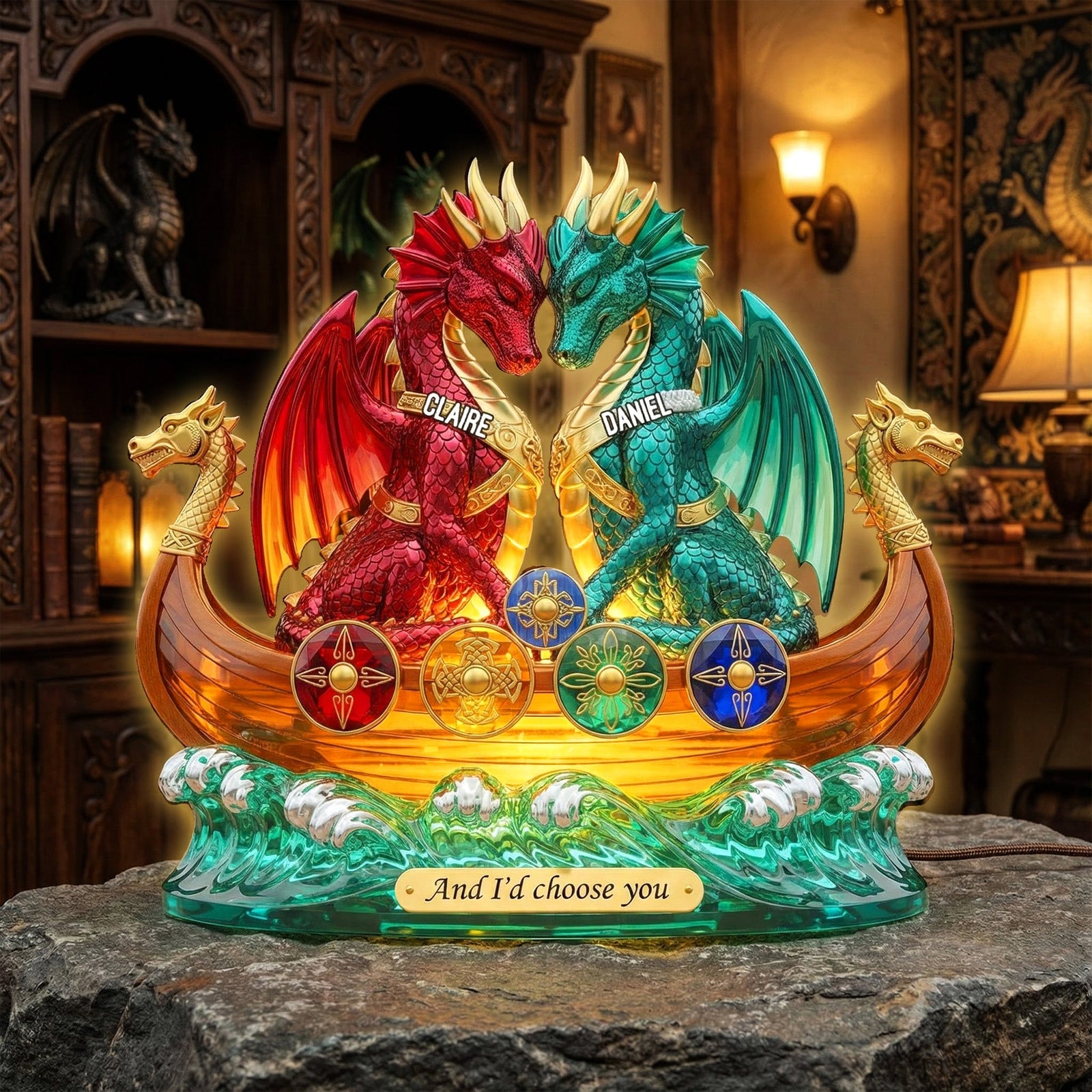 Dragon Couple Acrylic Light Box - Personalized Gifts For Couple 06pgmg031225