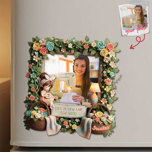 Sewing Girl Custom Photo Fridge Magnet - Personalized Gifts For Sewing Lovers 04pata261125