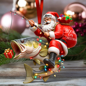 Badass Fishing Santa Acrylic Ornament, Personalized Gifts For Fishing Lovers 02qhqn311025