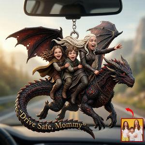 Dragon Rider Family Car Ornament - Custom Photo Gifts For Mother's Day 04qhqn080426