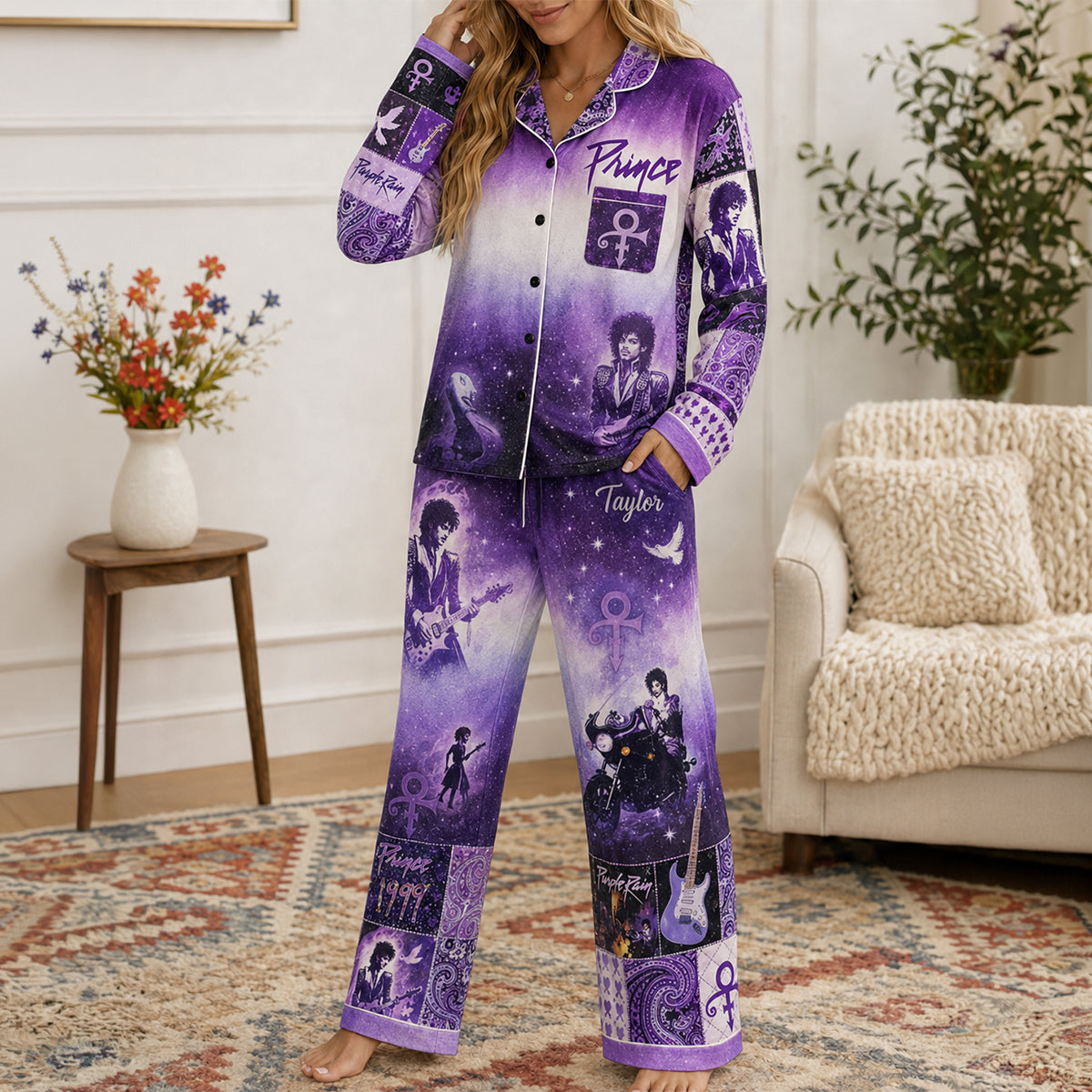 Charming In Purple Prince The Musician Pajama Set, Personalized Gifts For Music Lovers 01QHTN270826