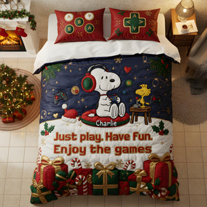 Just Play Have Fun Quilt Bedding Set Personlized Gifts Game Lover 08PALU151125