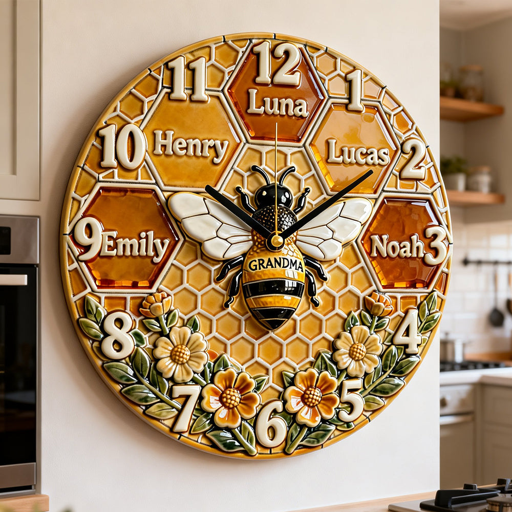 Grandma Bee Acrylic Hanging Wall Clock - Personalized Gifts For Grandma 04natn271225
