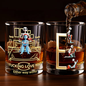 Playful Skeleton Couple Round Glass - Personalized Gifts For Couples 06OHLU241125