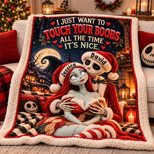 Cheeky Horror Couple Blanket - Personalized Gifts For Couple Christmas Blanket 02NALU121026
