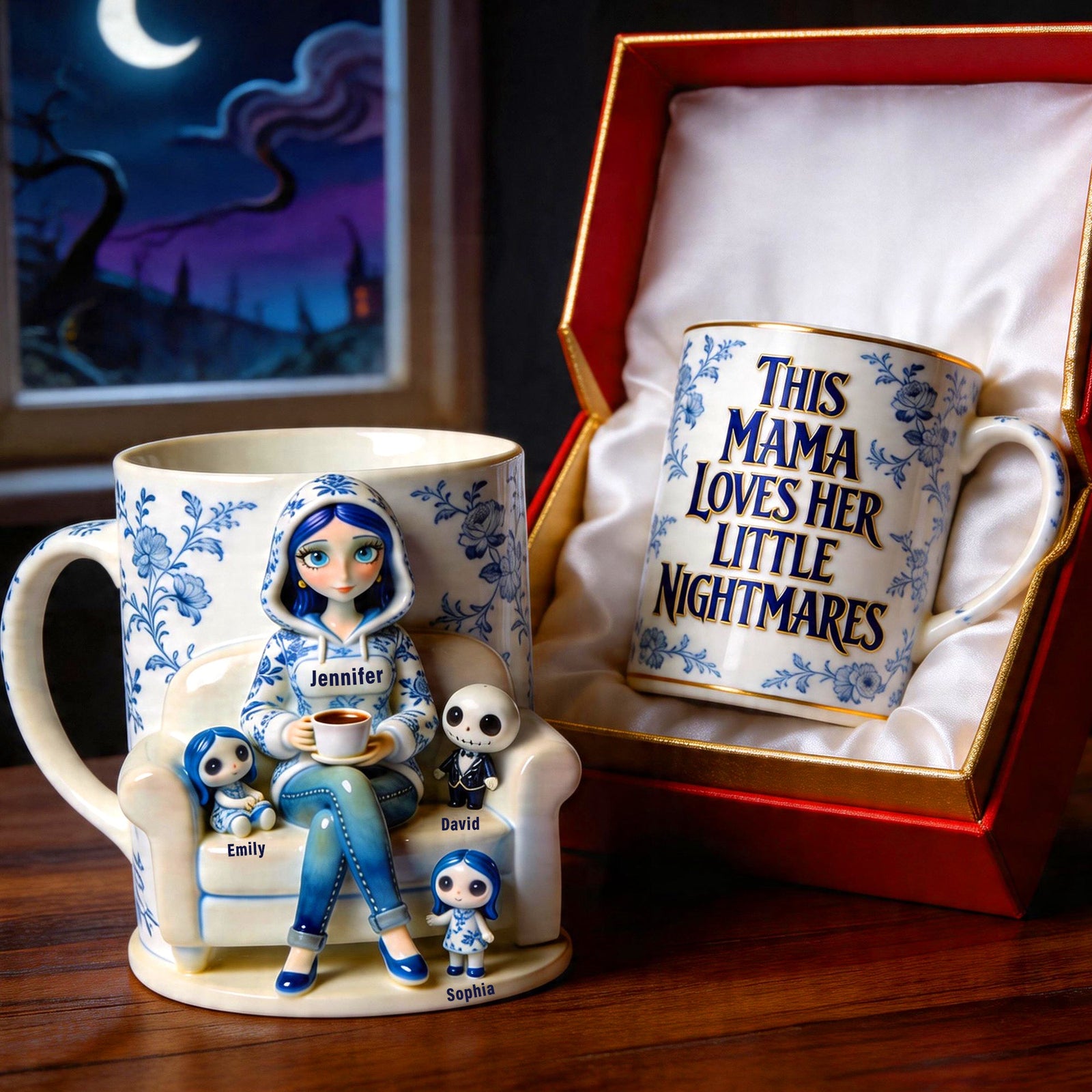 Gothic Mom & Little Kids Coffee Mug - Personalized Gifts For Moms 01PGQN170426