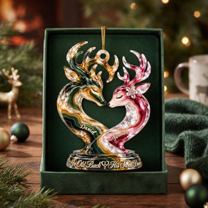 Old Buck And his Sweet Doe Marble Effect Ornament, Personalized Gifts For Couple 06QHLU141026
