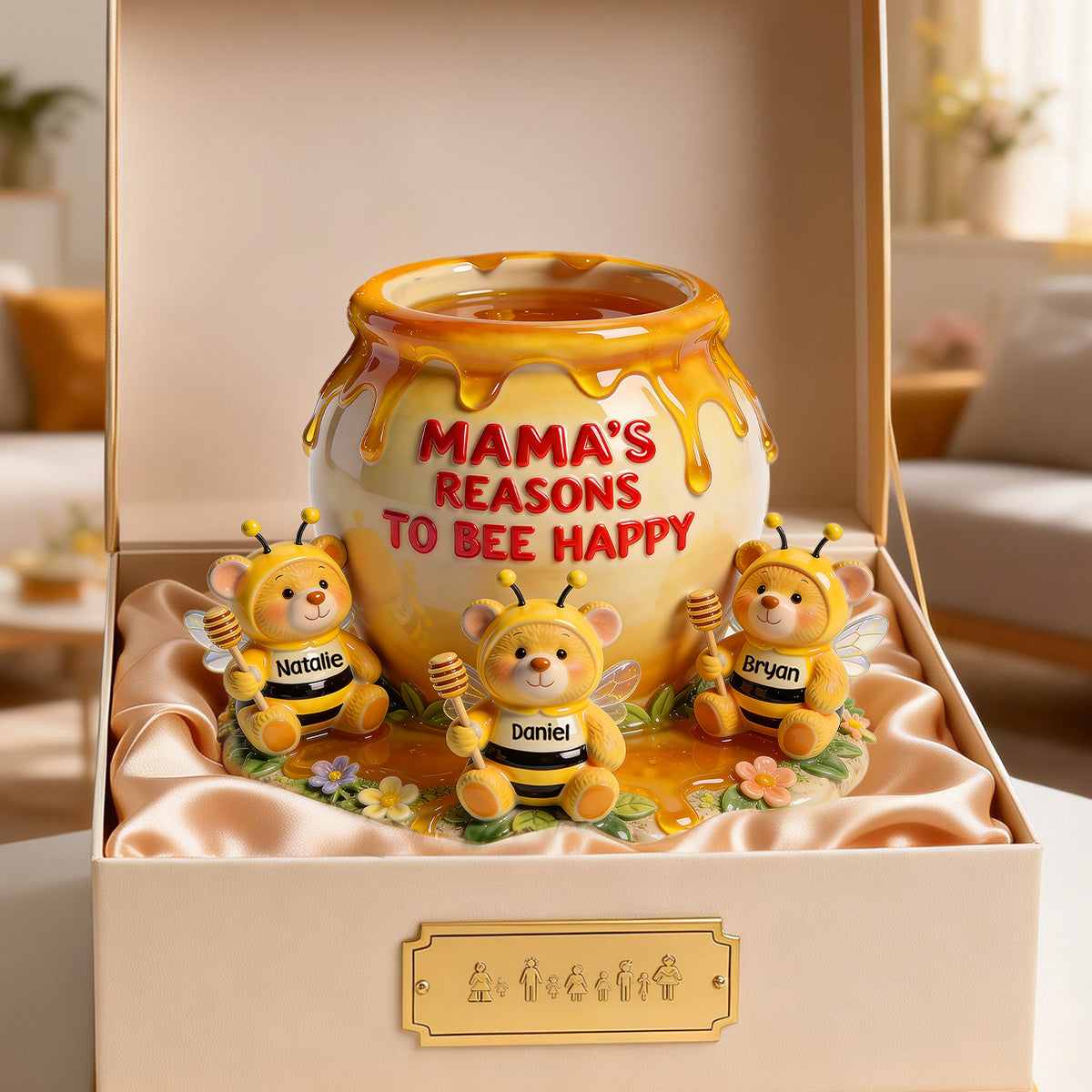 Reason To Bee Happy Bee Mom And Kids Acrylic Plaque - Personalized Gifts For Mother's Day Plaque 01TOMG190326