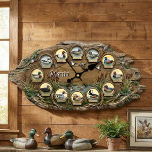 Duck Hunting Hanging Wall Clock - Personalized Gifts For Hunters 01humg200126