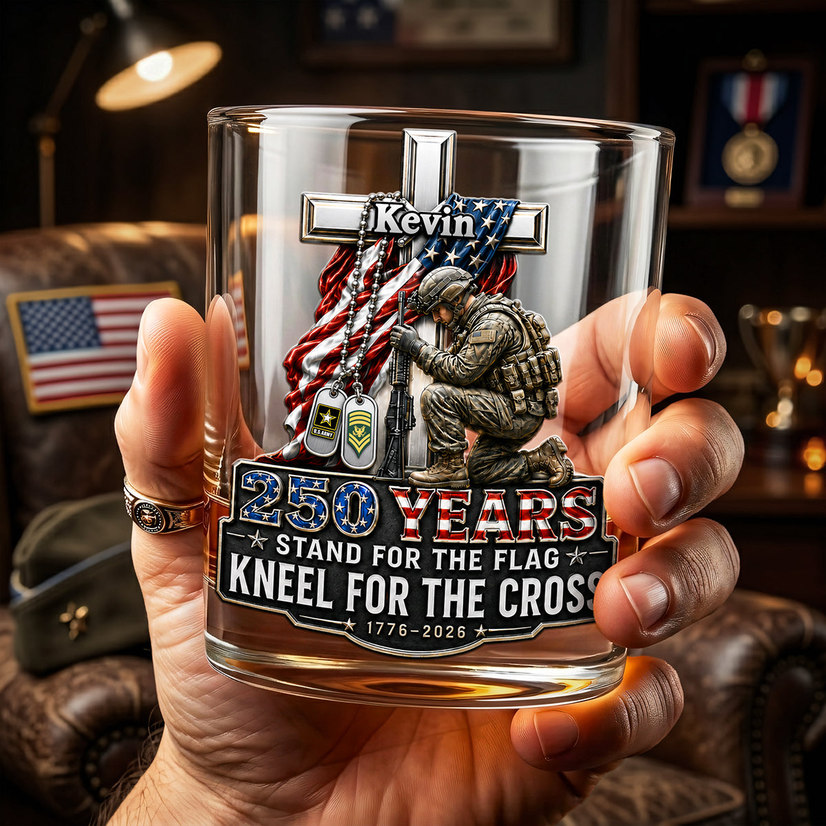 Celebrate America 250th Anniversary Drinking Glass - Personalized Gifts For Veterans 01tota160626