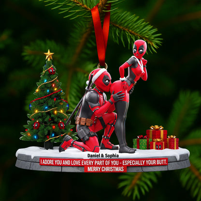 Funny Red Masked Couple Ornament - Personalized Gifts For Couple 03ohlu150925