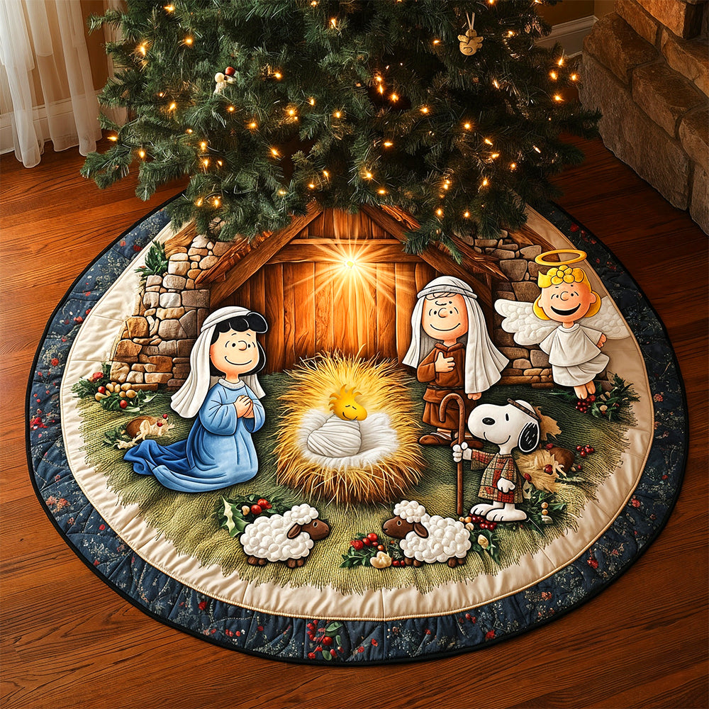 Cute Jolly Nativity Quilted Round Mat, Personalized Gifts For Christians 04qhtn011025