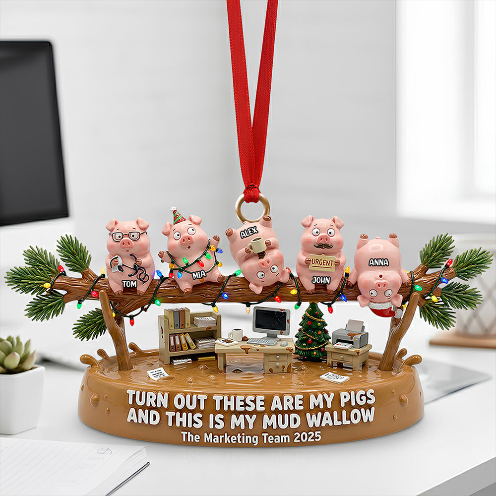Fun Pig Office Worker Acrylic Ornament, Personalized Gifts For Coworker 04qhdt241125