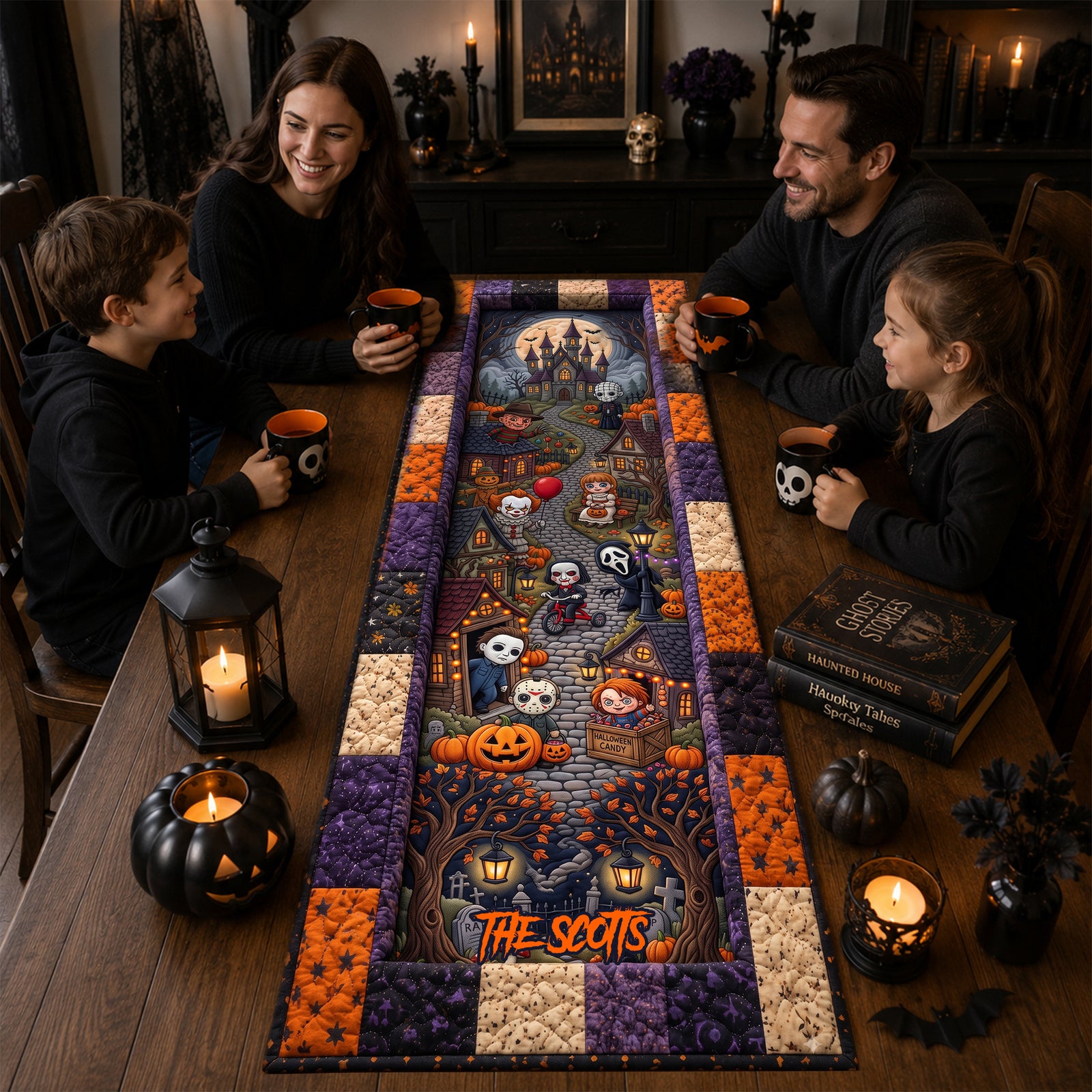 Creepy Halloween Quilted Table Runner - Personalized Gifts For Halloween 03palu130826