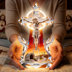 Jesus Christ Crucifix Light Box - Personalized Gifts For Christians 01naqn140326