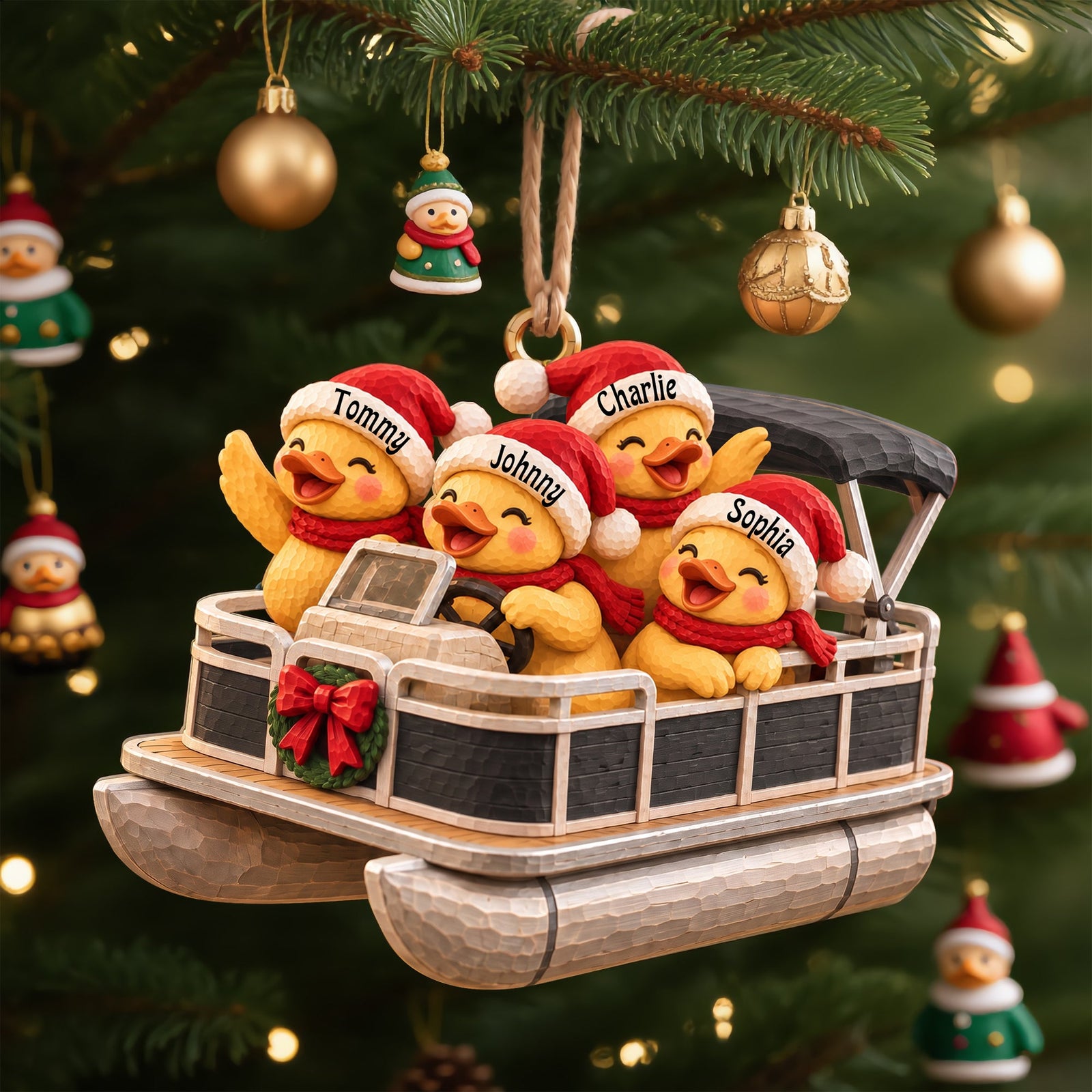 Ducking Fun Pontoon Ride Ornament - Personalized Gifts For Pontoon Lovers 03QHLU161026
