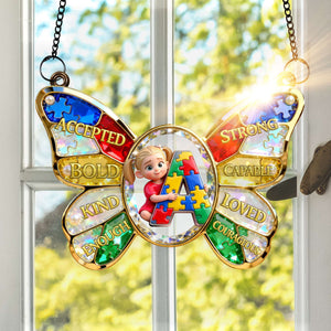 Autism Kids Suncatcher  - Custom Photo Gifts For Autism Awareness Suncatcher Ornament 01NALU160326