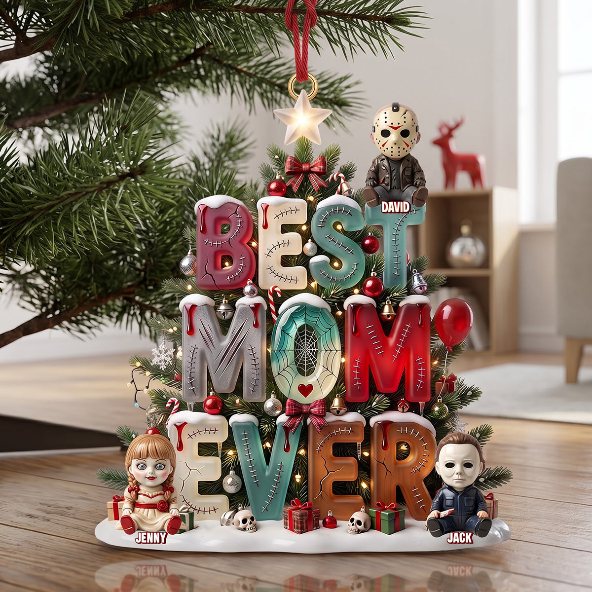 Best Mom/Dad Ever Horror Version Acrylic Ornament - Personalized Christmas Gifts For Horror Lovers 03patn190826