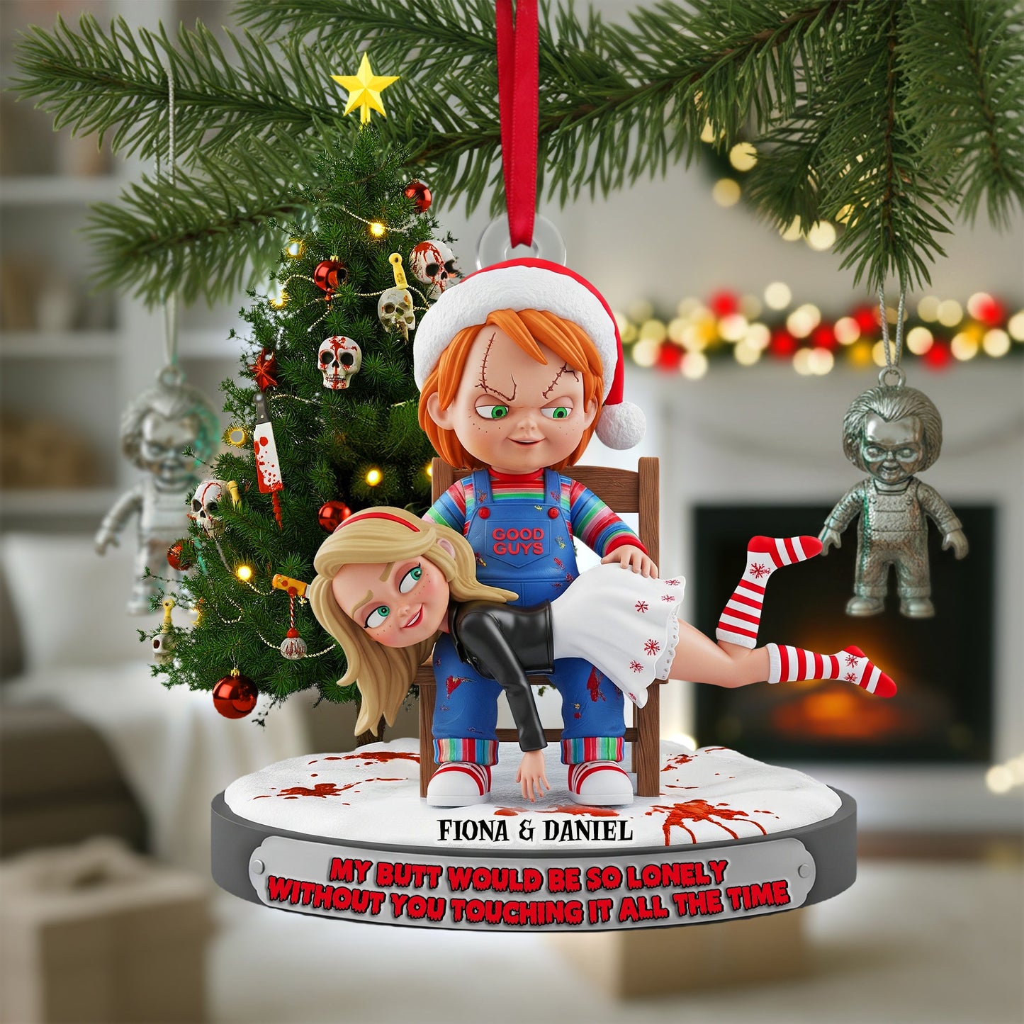 Mischievous Doll Couple Ornament -  Personalized Christmas Gifts For Couple 01NALU090925