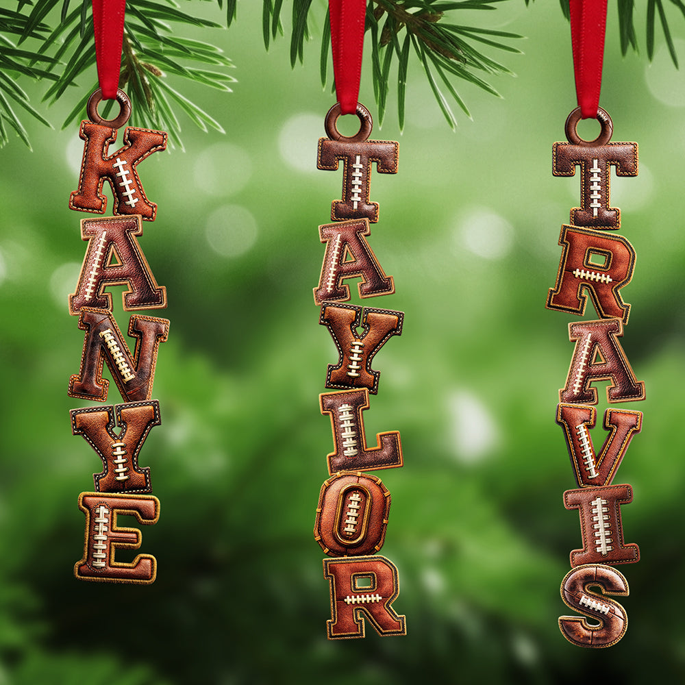 American Football Alphabet Acrylic Ornament, Personalized Christmas Gifts 02huta251025