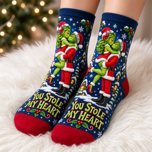 You Stole My Heart Middle Tube Socks - Personalized Gifts For Couple Socks 09TYDH170926
